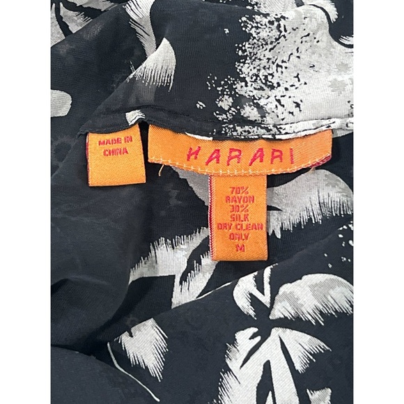 Harari Blouse Women’s Medium Black Velvet Button Silk Floral Whimsigoth Boho - Picture 13 of 13